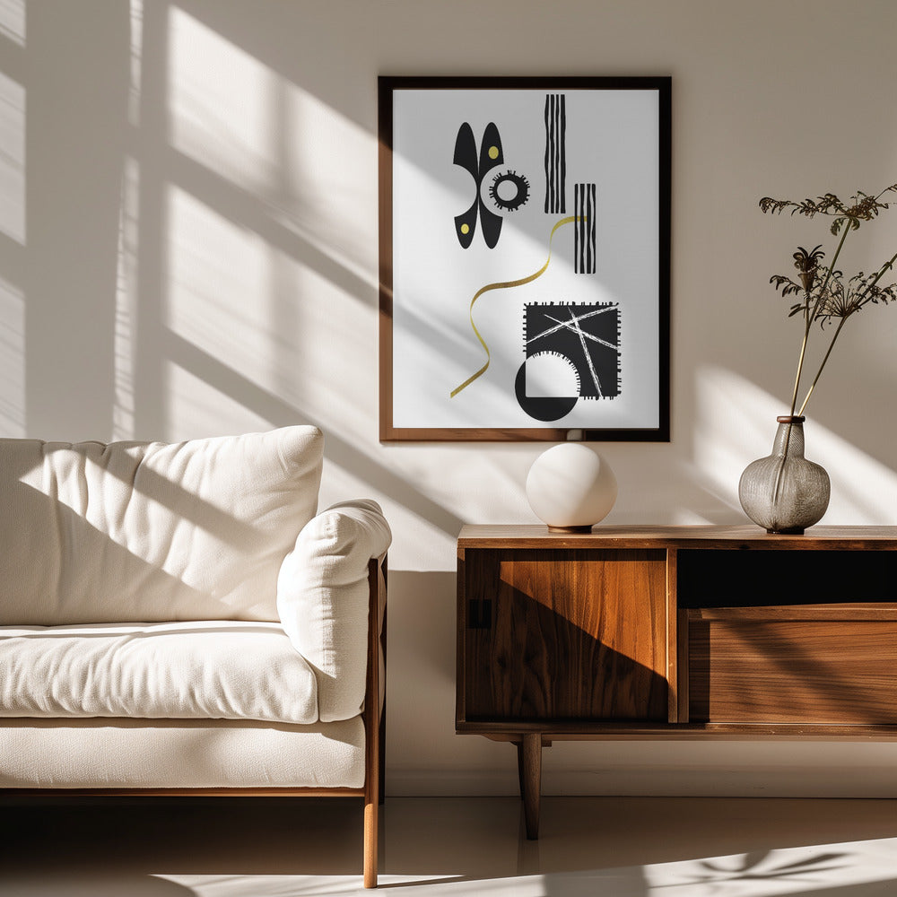 Black & White Abstract No. 3 | gold Poster